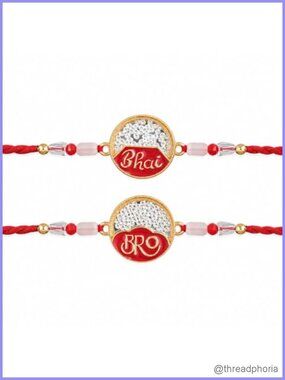 Rakhi for Brother Set of 2 Raksha Bandhan Gift Bracelet Thread for Bhaiya